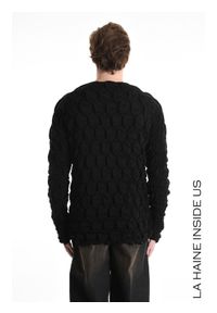 La Haine Inside Us Sweter | 3M M1156 | Mężczyzna | Czarny. Okazja: na co dzień. Kolor: czarny. Materiał: akryl, elastan, poliester. Styl: casual #4
