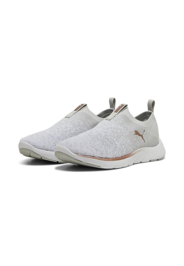 Puma - Damskie dzianinowe buty do biegania SOFTRIDE Remi PUMA. Kolor: żółty, fioletowy, szary, wielokolorowy, biały. Materiał: dzianina. Sport: bieganie