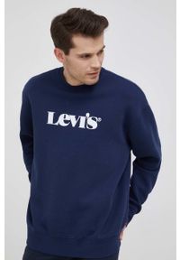 Levi's® - Levi's bluza męska kolor granatowy z nadrukiem. Okazja: na spotkanie biznesowe. Kolor: niebieski. Materiał: dzianina. Wzór: nadruk. Styl: biznesowy