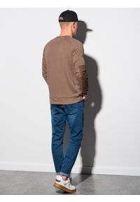 Ombre Clothing - Bluza męska z reglanowym rękawem - brązowa V3 OM-SSNZ-0122 - XXL. Kolor: brązowy. Materiał: materiał, bawełna, poliester #3