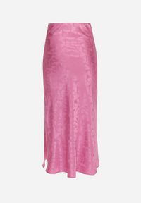 Born2be - Różowa Elegancka Spódnica Midi z Gumką w Pasie Falire. Kolor: różowy. Styl: elegancki #7