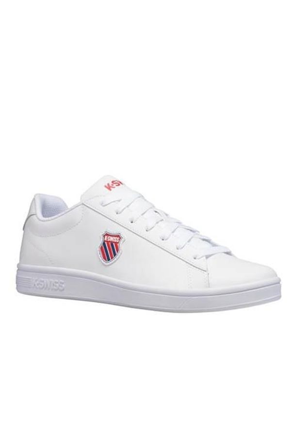Buty do chodzenia męskie K-Swiss Court Shield. Zapięcie: sznurówki. Kolor: biały. Materiał: materiał, skóra. Szerokość cholewki: normalna. Sport: turystyka piesza