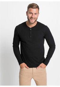 bonprix - Shirt z dekoltem henley, długi rękaw (2 szt.). Typ kołnierza: typu henley. Kolor: szary. Długość rękawa: długi rękaw. Długość: długie #1