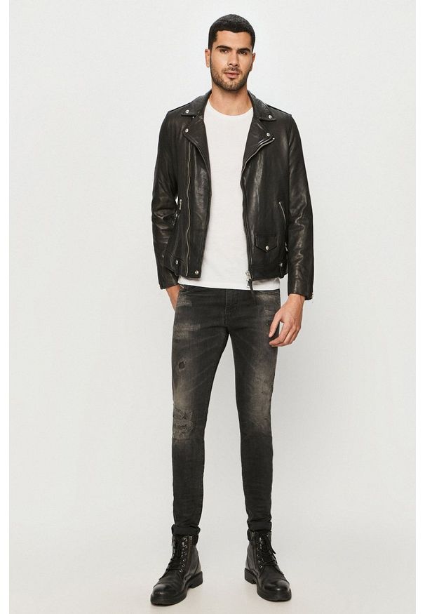 AllSaints - Kurtka skórzana Milo Biker. Okazja: na co dzień. Kolor: czarny. Materiał: skóra. Styl: casual