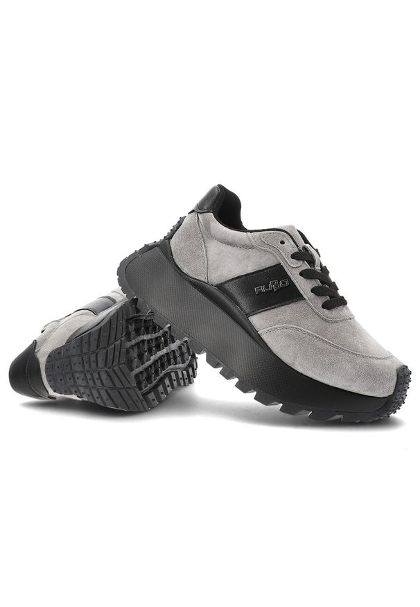 Sneakersy damskie Filippo, skórzane na masywnej podeszwie i sznurowane z okrągłym noskiem, szare, DP6785-25-GR. Okazja: na co dzień. Nosek buta: okrągły. Kolor: szary. Materiał: skóra. Szerokość cholewki: normalna. Styl: casual, elegancki