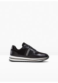 Sneakersy na platformie Jana, tęgość H bonprix czarny. Kolor: czarny. Materiał: materiał, syntetyk, poliester, skóra. Obcas: na platformie #3