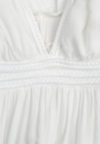 Born2be - Biały Wiskozowy Kombinezon z Gumką w Pasie i Plecionym Sznurkiem z Lnem Evalin. Kolor: biały. Materiał: wiskoza, len. Długość rękawa: na ramiączkach. Wzór: aplikacja #3