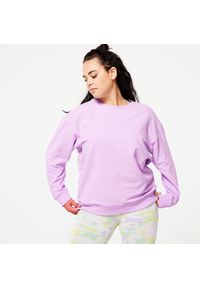 DOMYOS - Bluza damska Domyos Gym & Pilates oversize. Kolor: fioletowy. Materiał: dzianina, materiał, poliester, bawełna. Sport: joga i pilates