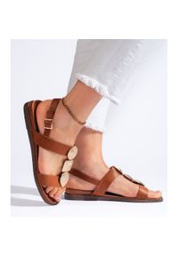 Damskie brązowe sandały płaskie Sergio Leone. Kolor: brązowy #4