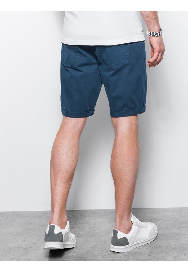 Ombre Clothing - Krótkie spodenki męskie casual W303 - niebieskie - XXL. Okazja: na co dzień. Kolor: niebieski. Materiał: elastan, tkanina, bawełna. Długość: krótkie. Sezon: lato. Styl: casual