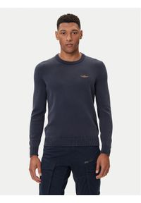 Aeronautica Militare Sweter 252MA1610UL00556 Granatowy Regular Fit. Kolor: niebieski. Materiał: bawełna