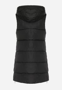 Born2be - Czarna Pikowana Kamizelka Dwustronna z Kapturem i Sznurkami Leorani. Okazja: na spacer, na co dzień. Typ kołnierza: kaptur. Kolor: czarny. Materiał: jeans. Styl: casual, sportowy #9