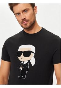 Karl Lagerfeld - KARL LAGERFELD T-Shirt 755075 544250 Czarny Regular Fit. Typ kołnierza: dekolt w karo. Kolor: czarny. Materiał: bawełna #5