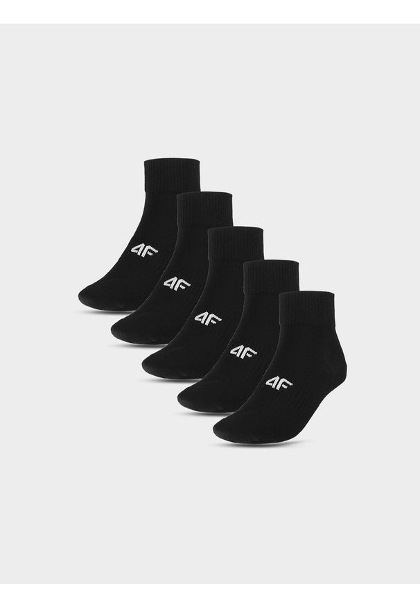 4f - 4F Skarpetki casual za kostkę (5-pack) męskie - czarne 39-42. Kolor: czarny. Materiał: materiał, bawełna, elastan, włókno, poliamid
