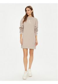 Calvin Klein Jeans Sukienka dzianinowa J20J224834 Beżowy Relaxed Fit. Kolor: beżowy. Materiał: bawełna, syntetyk #4
