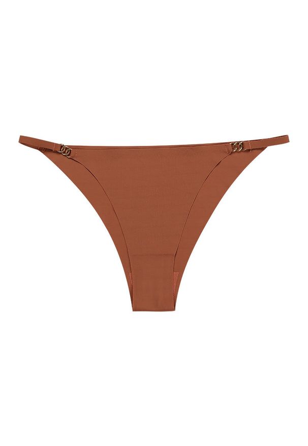 Intica - Tangi bezszwowe z ozdobną klamrą na co dzień i okazje Vicki. Kolor: brązowy. Materiał: materiał