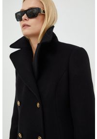 Elisabetta Franchi płaszcz wełniany kolor czarny przejściowy dwurzędowy. Okazja: na co dzień. Kolor: czarny. Materiał: wełna. Styl: casual, klasyczny #6