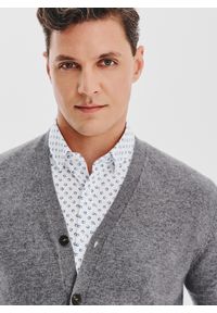 Pako Lorente - PAKO LORENTE - Męski kardigan w szarym kolorze. Okazja: na co dzień. Kolor: szary. Materiał: poliamid, bawełna, wełna. Sezon: jesień. Styl: casual #5