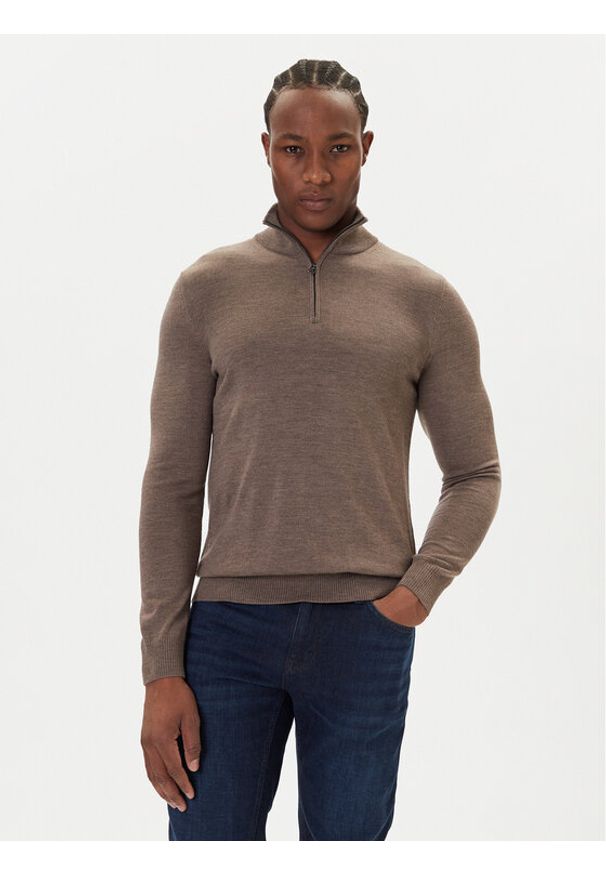 JOOP! Sweter 17 JK-03Dario 30032603 Brązowy Modern Fit. Kolor: brązowy. Materiał: wełna