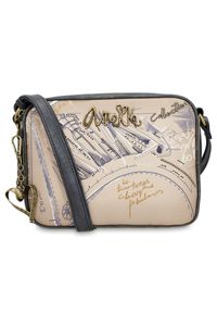 Beżowa Torebka Anekke Stylowa Damska Listonoszka. Kolor: beżowy. Wzór: aplikacja. Materiał: zdobione. Styl: elegancki. Rodzaj torebki: na ramię #7