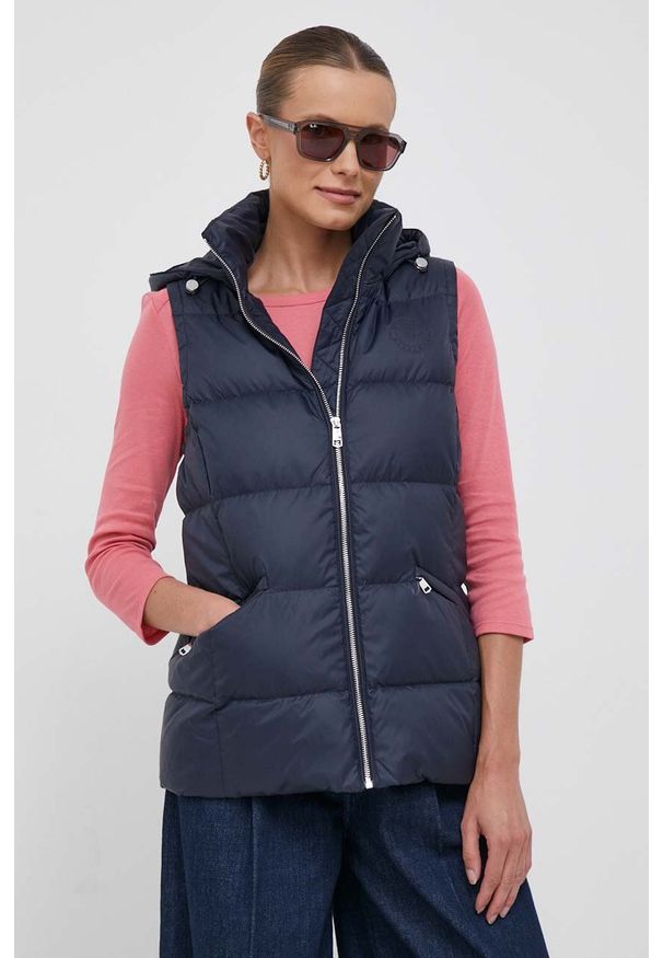 TOMMY HILFIGER - Tommy Hilfiger bezrękawnik puchowy damski kolor granatowy zimowy. Kolor: niebieski. Materiał: puch. Długość rękawa: bez rękawów. Sezon: zima