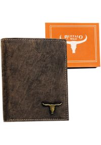 BUFFALO WILD - Portfel skórzany Buffalo Wild RM-04-BAW brązowy. Kolor: brązowy. Materiał: skóra. Wzór: aplikacja