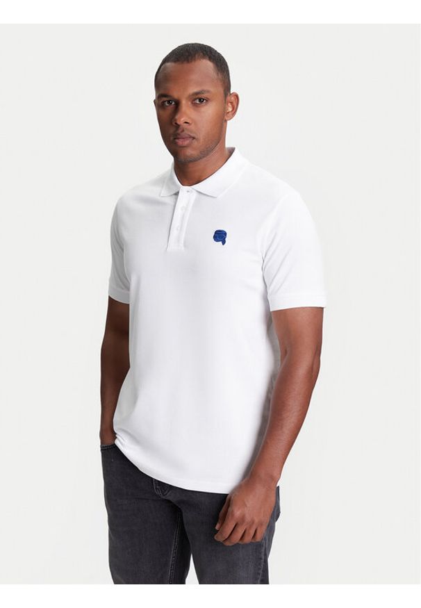 Karl Lagerfeld - KARL LAGERFELD Polo 745022 553231 Biały Regular Fit. Typ kołnierza: polo. Kolor: biały. Materiał: bawełna