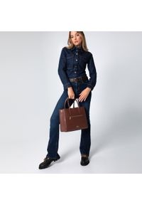 Wittchen - Torebka kuferek ze skóry o fakturze saffiano dwukomorowa. Kolor: brązowy. Materiał: skórzane. Styl: casual, elegancki. Rodzaj torebki: na ramię #3