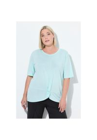 ULLA POPKEN - Damskie Koszulka funkcyjna antybakteryjna okrągły dekolt rękaw 1/2. Kolekcja: plus size. Kolor: niebieski. Materiał: wiskoza, poliester, materiał #1