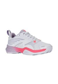 Buty do tenisa damskie K-Swiss Speedex Hb. Zapięcie: sznurówki. Kolor: biały. Materiał: materiał, tkanina, syntetyk. Szerokość cholewki: normalna. Sport: tenis