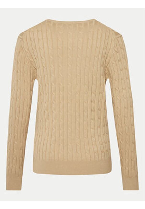GANT - Gant Sweter 4800100 Beżowy Slim Fit. Kolor: beżowy. Materiał: bawełna