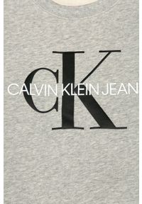 Calvin Klein Jeans - Bluza dziecięca 104-176 cm. Okazja: na co dzień. Typ kołnierza: bez kaptura. Kolor: szary. Materiał: bawełna, materiał, dzianina, elastan. Wzór: nadruk. Styl: casual #3