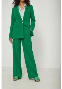 medicine - Medicine spodnie damskie kolor zielony szerokie high waist. Stan: podwyższony. Kolor: zielony
