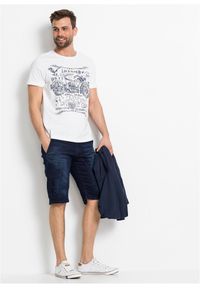 bonprix - Bermudy dżinsowe ze stretchem, regular fit. Kolor: niebieski. Styl: elegancki #3