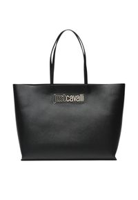 Just Cavalli - JUST CAVALLI Czarna shopperka Range Metal Lettering. Kolor: czarny. Styl: elegancki #3