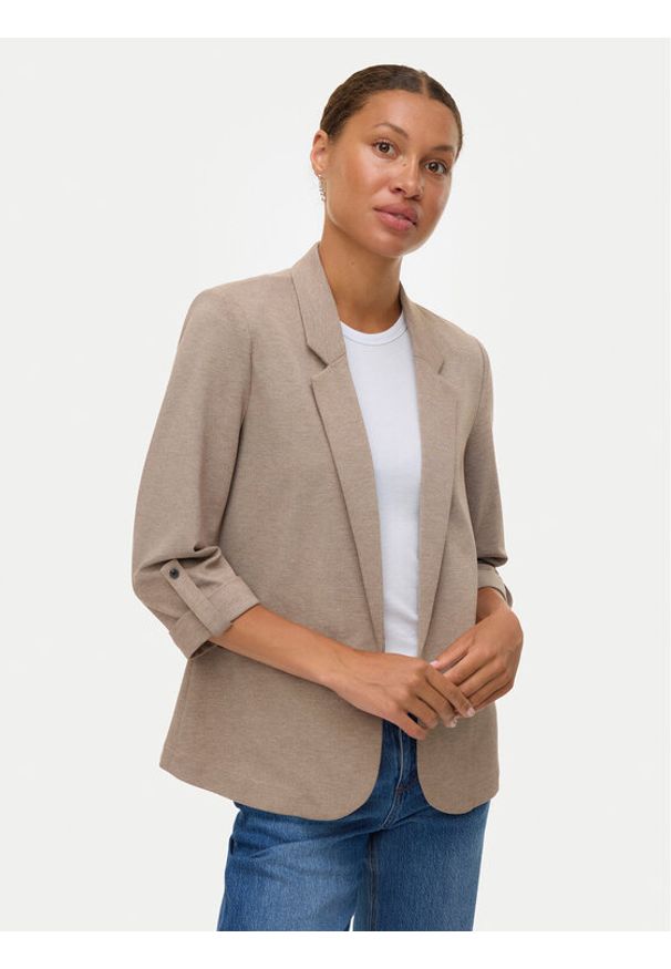 Vero Moda Marynarka Eva 10331948 Beżowy Loose Fit. Kolor: beżowy. Materiał: syntetyk