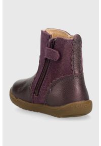 Geox botki skórzane dziecięce kolor fioletowy. Nosek buta: okrągły. Zapięcie: rzepy. Kolor: fioletowy. Materiał: skóra #3