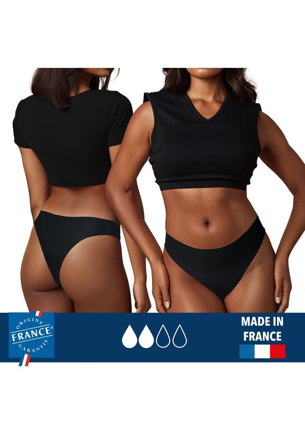 PLIM UNDERWEAR - Menstruacyjny strój kąpielowy brazylijski – średnia chłonność. Kolor: czarny