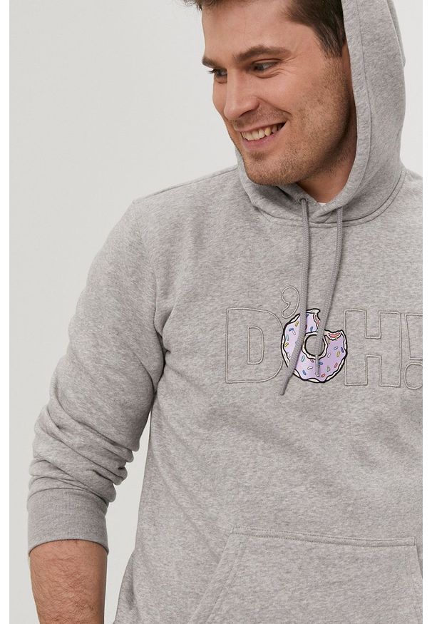 adidas Originals - Bluza x The Simpsons. Okazja: na co dzień. Typ kołnierza: kaptur. Kolor: szary. Wzór: aplikacja. Styl: casual