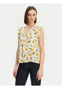 Pieces Bluzka Nya 17147804 Écru Regular Fit. Materiał: wiskoza