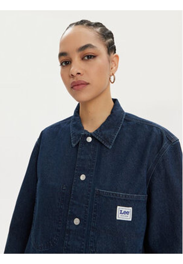 Lee Koszula jeansowa Workwear 112349344 Granatowy Loose Fit. Kolor: niebieski. Materiał: bawełna
