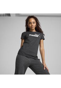 Puma - Damska koszulka ESS No. 1 Logo PUMA Dark Gray Heather. Kolor: szary. Materiał: guma. Wzór: nadruk. Sport: fitness