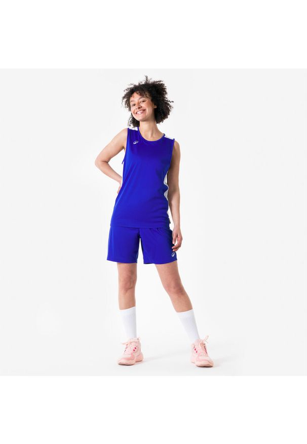 KIPSTA - Koszulka do koszykówki bez rękawów unisex Tank 100. Kolor: niebieski, wielokolorowy, biały. Materiał: poliester, materiał. Długość rękawa: bez rękawów. Sport: koszykówka