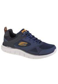 skechers - Buty sportowe Sneakersy męskie, Skechers Track-Syntac. Kolor: niebieski, wielokolorowy. Materiał: guma, skóra, syntetyk, materiał, tkanina. Sport: turystyka piesza