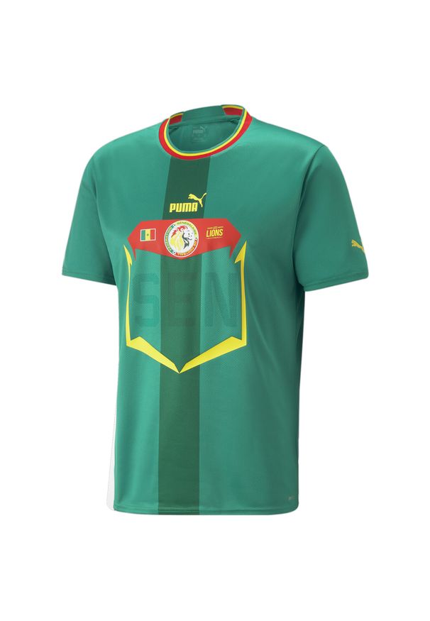 Puma - Koszulka zewnętrzna Mistrzostw Świata w 2022 r. Sénégal. Kolor: zielony, wielokolorowy, czerwony