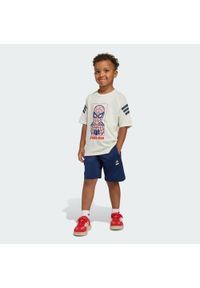 Zestaw Adidas Marvel Spider-Man Sport. Okazja: na uczelnię. Kolor: niebieski, wielokolorowy, biały. Materiał: dresówka. Wzór: motyw z bajki. Styl: sportowy #1