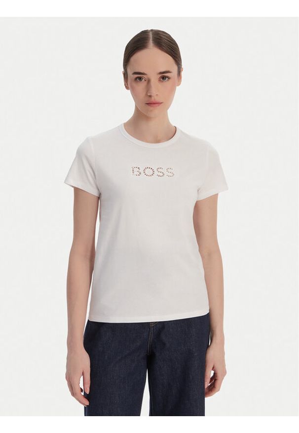 BOSS T-Shirt Eventsa11 50562055 Biały Slim Fit. Kolor: biały. Materiał: bawełna