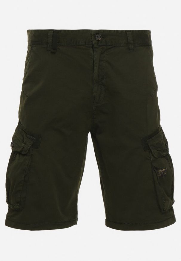 Born2be - Zielone Szorty Bawełniane w Stylu Cargo z Klapami na Kieszeniach Quoolia. Okazja: na co dzień. Kolor: zielony. Materiał: bawełna. Styl: casual