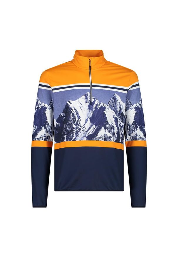 Golf męski narciarski CMP 31L0477. Okazja: na co dzień. Typ kołnierza: golf. Kolor: niebieski, wielokolorowy, pomarańczowy. Styl: casual, sportowy. Sport: golf, narciarstwo