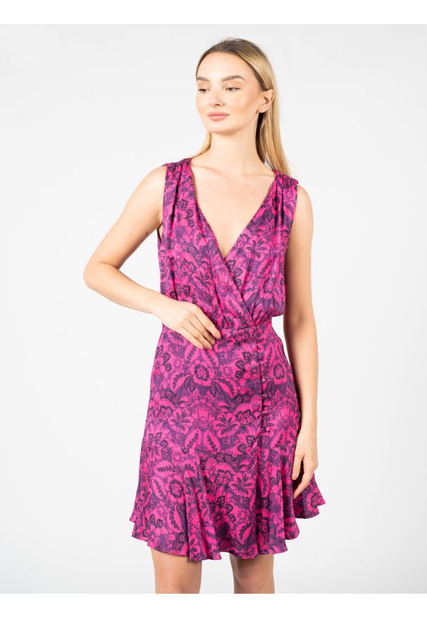 Pinko Sukienka "Adele" | 1G183V A016 | Kobieta | Różowy, Fioletowy. Okazja: na spotkanie biznesowe. Kolor: wielokolorowy, różowy, fioletowy. Materiał: wiskoza. Typ sukienki: kopertowe. Styl: biznesowy, elegancki